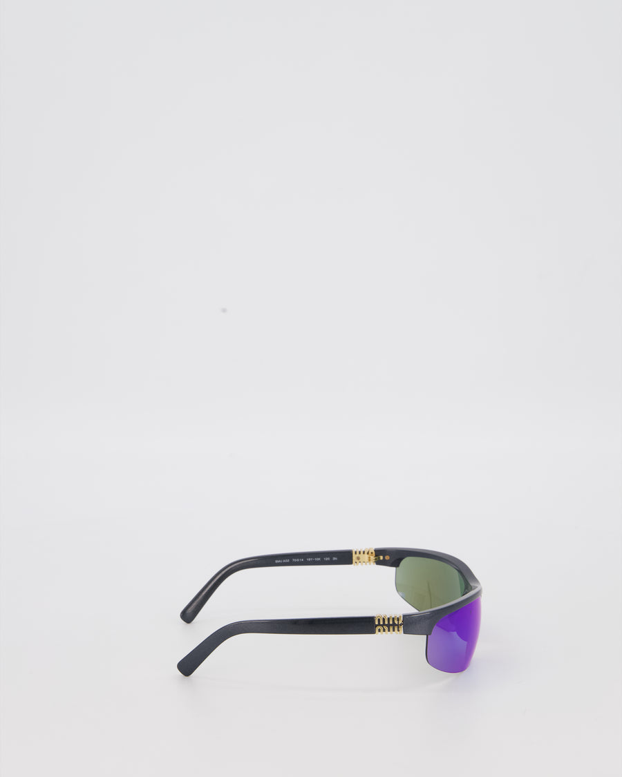 Miu Miu Black MU A02S Sunglasses with Logo Detail
