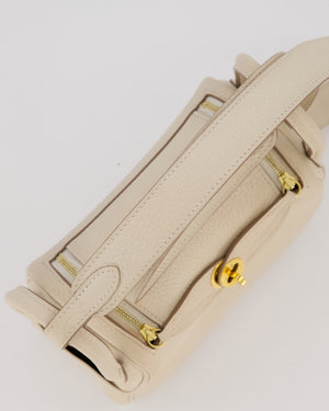 Hermès Mini Lindy II Bag in Craie Taurillon Clemence Leather with Gold Hardware