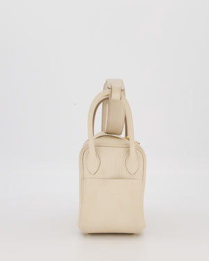 Hermès Mini Lindy II Bag in Craie Taurillon Clemence Leather with Gold Hardware