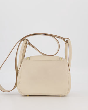 Hermès Mini Lindy II Bag in Craie Taurillon Clemence Leather with Gold Hardware