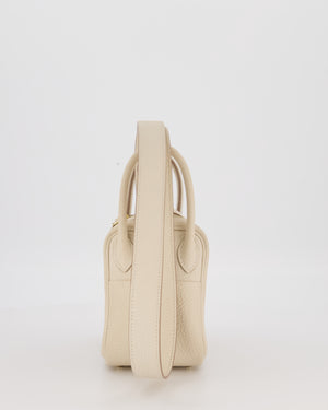 Hermès Mini Lindy II Bag in Craie Taurillon Clemence Leather with Gold Hardware