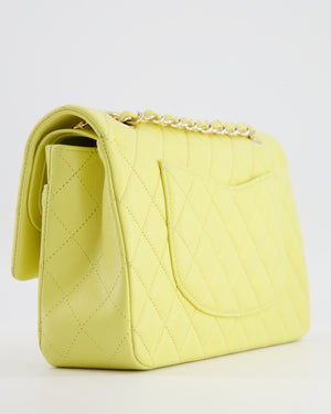 Chanel Classic Medium Double Flap Bag in Sorbet Yellow Caviar Leather with Champagne Gold Hardware