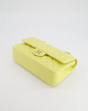 Chanel Classic Medium Double Flap Bag in Sorbet Yellow Caviar Leather with Champagne Gold Hardware