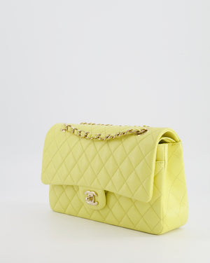 Chanel Classic Medium Double Flap Bag in Sorbet Yellow Caviar Leather with Champagne Gold Hardware