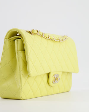 Chanel Classic Medium Double Flap Bag in Sorbet Yellow Caviar Leather with Champagne Gold Hardware