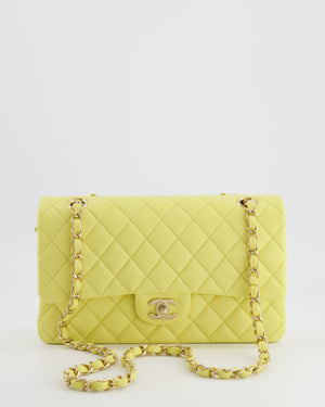 Chanel Classic Medium Double Flap Bag in Sorbet Yellow Caviar Leather with Champagne Gold Hardware