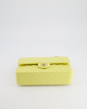 Chanel Classic Medium Double Flap Bag in Sorbet Yellow Caviar Leather with Champagne Gold Hardware