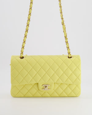 Chanel Classic Medium Double Flap Bag in Sorbet Yellow Caviar Leather with Champagne Gold Hardware