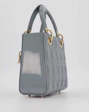 Christian Dior Cloud Blue Small Lady Dior in Cannage Patent Leather with Gold Hardware