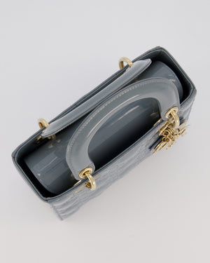 Christian Dior Cloud Blue Small Lady Dior in Cannage Patent Leather with Gold Hardware
