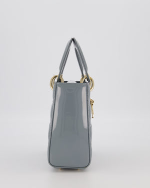Christian Dior Cloud Blue Small Lady Dior in Cannage Patent Leather with Gold Hardware