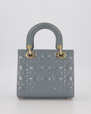 Christian Dior Cloud Blue Small Lady Dior in Cannage Patent Leather with Gold Hardware