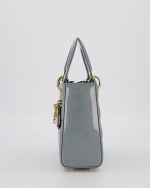 Christian Dior Cloud Blue Small Lady Dior in Cannage Patent Leather with Gold Hardware