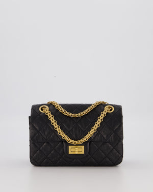Chanel Mini 2.55 Reissue Flap Bag in Black Aged Calfskin Leather with Gold Hardware