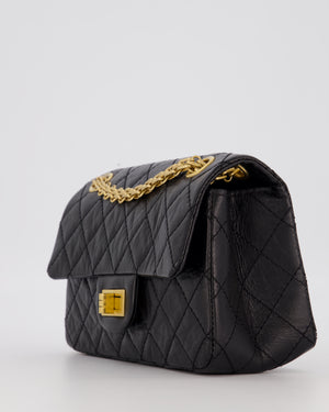 Chanel Mini 2.55 Reissue Flap Bag in Black Aged Calfskin Leather with Gold Hardware
