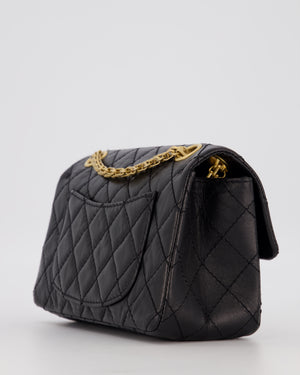 Chanel Mini 2.55 Reissue Flap Bag in Black Aged Calfskin Leather with Gold Hardware