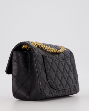 Chanel Mini 2.55 Reissue Flap Bag in Black Aged Calfskin Leather with Gold Hardware