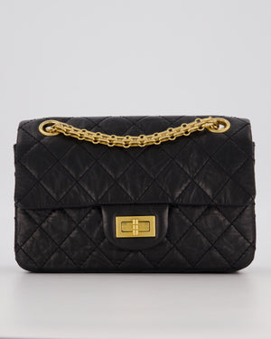 Chanel Mini 2.55 Reissue Flap Bag in Black Aged Calfskin Leather with Gold Hardware