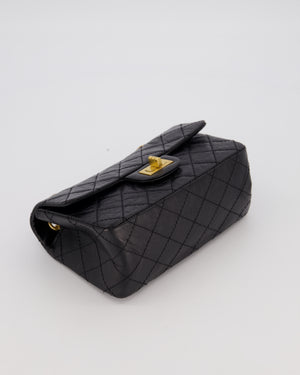Chanel Mini 2.55 Reissue Flap Bag in Black Aged Calfskin Leather with Gold Hardware