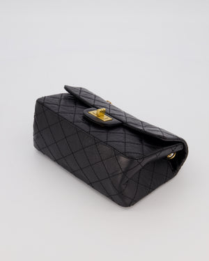 Chanel Mini 2.55 Reissue Flap Bag in Black Aged Calfskin Leather with Gold Hardware