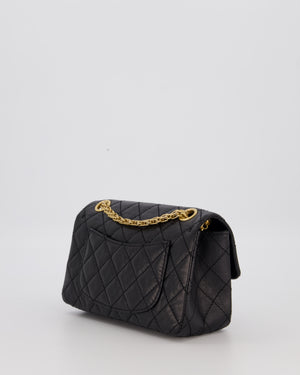 Chanel Mini 2.55 Reissue Flap Bag in Black Aged Calfskin Leather with Gold Hardware