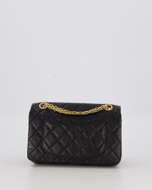 Chanel Mini 2.55 Reissue Flap Bag in Black Aged Calfskin Leather with Gold Hardware