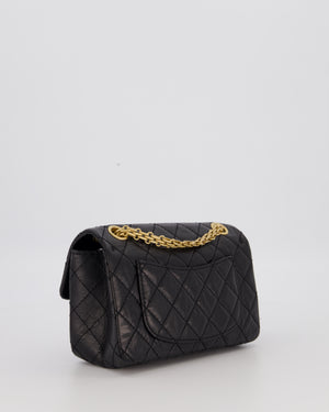 Chanel Mini 2.55 Reissue Flap Bag in Black Aged Calfskin Leather with Gold Hardware