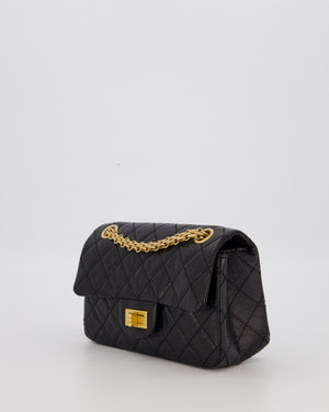 Chanel Mini 2.55 Reissue Flap Bag in Black Aged Calfskin Leather with Gold Hardware