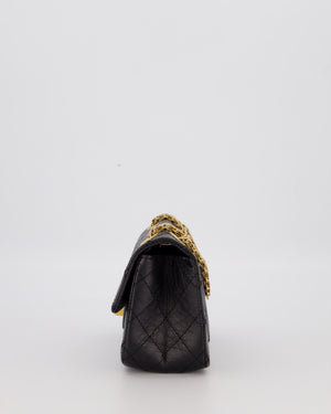 Chanel Mini 2.55 Reissue Flap Bag in Black Aged Calfskin Leather with Gold Hardware