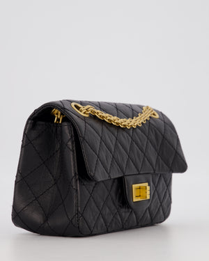 Chanel Mini 2.55 Reissue Flap Bag in Black Aged Calfskin Leather with Gold Hardware