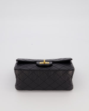 Chanel Mini 2.55 Reissue Flap Bag in Black Aged Calfskin Leather with Gold Hardware
