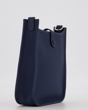 Hermès Mini Evelyne 16 Bag in Bleu de Prusse Clemence Leather with Palladium Hardware