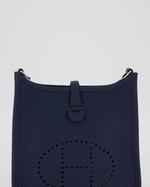 Hermès Mini Evelyne 16 Bag in Bleu de Prusse Clemence Leather with Palladium Hardware