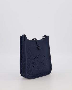 Hermès Mini Evelyne 16 Bag in Bleu de Prusse Clemence Leather with Palladium Hardware