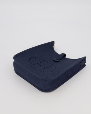 Hermès Mini Evelyne 16 Bag in Bleu de Prusse Clemence Leather with Palladium Hardware