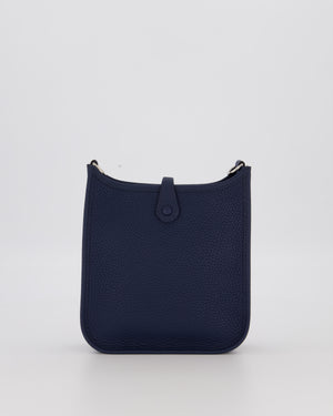 Hermès Mini Evelyne 16 Bag in Bleu de Prusse Clemence Leather with Palladium Hardware