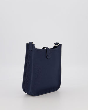 Hermès Mini Evelyne 16 Bag in Bleu de Prusse Clemence Leather with Palladium Hardware