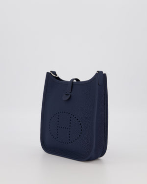 Hermès Mini Evelyne 16 Bag in Bleu de Prusse Clemence Leather with Palladium Hardware