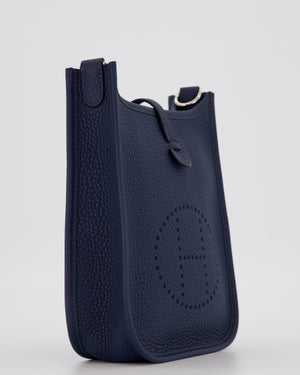 Hermès Mini Evelyne 16 Bag in Bleu de Prusse Clemence Leather with Palladium Hardware