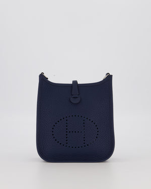 Hermès Mini Evelyne 16 Bag in Bleu de Prusse Clemence Leather with Palladium Hardware