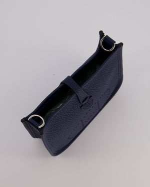 Hermès Mini Evelyne 16 Bag in Bleu de Prusse Clemence Leather with Palladium Hardware