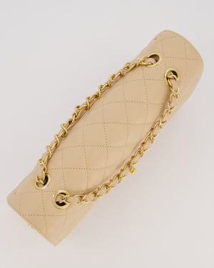 Chanel Beige Classic Medium Double Flap Bag in Caviar Leather with Gold Hardware