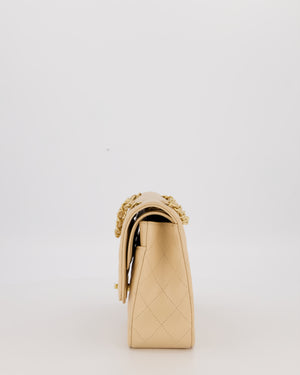 Chanel Beige Classic Medium Double Flap Bag in Caviar Leather with Gold Hardware