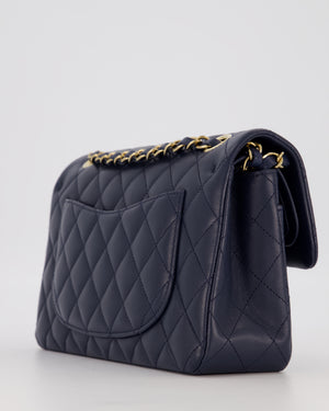 Chanel Blue Small Classic Double Flap Bag in Lambskin Leather with Champagne Gold Hardware