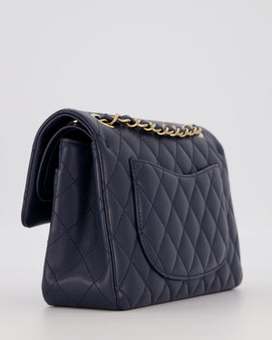 Chanel Blue Small Classic Double Flap Bag in Lambskin Leather with Champagne Gold Hardware
