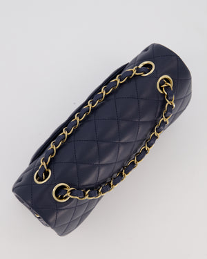 Chanel Blue Small Classic Double Flap Bag in Lambskin Leather with Champagne Gold Hardware