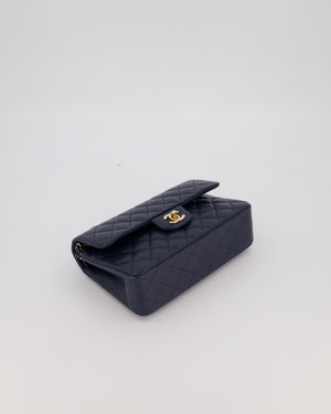 Chanel Blue Small Classic Double Flap Bag in Lambskin Leather with Champagne Gold Hardware