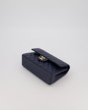 Chanel Blue Small Classic Double Flap Bag in Lambskin Leather with Champagne Gold Hardware