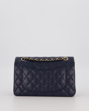 Chanel Blue Small Classic Double Flap Bag in Lambskin Leather with Champagne Gold Hardware