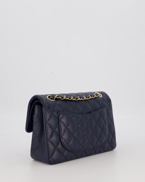Chanel Blue Small Classic Double Flap Bag in Lambskin Leather with Champagne Gold Hardware